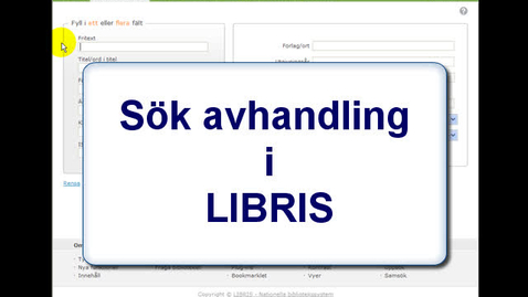 Thumbnail for LIBRIS - hur söker jag en avhandling?