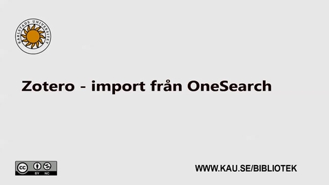 Thumbnail for Zotero - import från Onesearch
