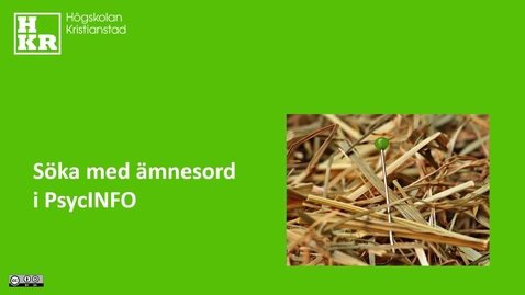 Thumbnail for Söka med ämnesord i PsycINFO