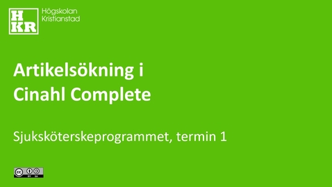 Thumbnail for Artikelsökning termin 1 sjuksköterskeprogrammet