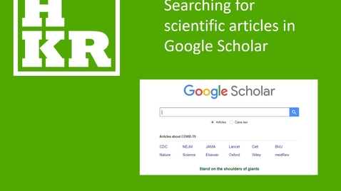 Thumbnail for Searching for scientific articles in Google Scholar