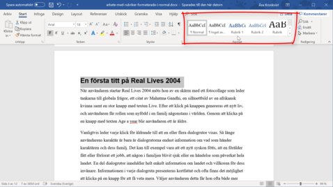 Thumbnail for Word 365 - Snabb automatisk innehållsförteckning om du formaterat konsekvent