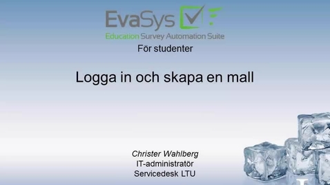 Thumbnail for Evasys Del 1 Logga in skapa questionnaire