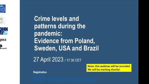Thumbnail for Research seminars 2023 - Crime levels and patterns during the pandemic: Evidence from Poland, Sweden, USA and Brazil