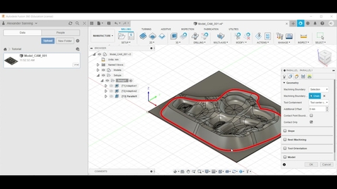 Thumbnail for Tutorial – Authoring a finishing toolpath in Fusion 360 (From 3D model to CNC fabrication, part 8)