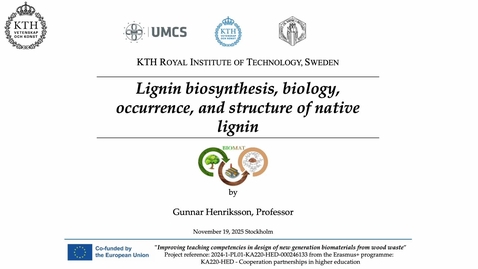 Thumbnail for Lecture 1 on Lignin structure, isolation, characterisation and modification for uses in value-added materials