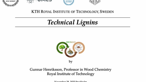 Thumbnail for Lecture 2 on Lignin structure, isolation, characterisation and modification for uses in value-added materials