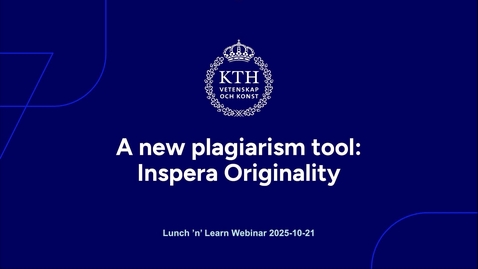 Thumbnail for LnL 251021 A new  plagiarism tool: Inspera Originality