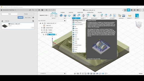 Thumbnail for Tutorial – Authoring a clearance toolpath in Fusion 360 (From 3D model to CNC fabrication, part 6)