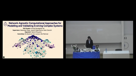 Thumbnail for Arsineh-Boodaghian-Asls PhD Defense at CBH/KTH - 250219: &quot;Network-Agnostic Computational Approaches for Modelling and Validating Evolving Complex Systems&quot;