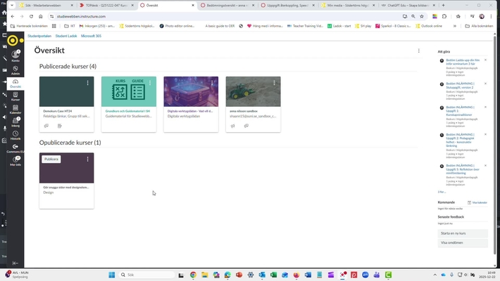Fästa en kurs jag ofta vill nå på startsidan i Studiewebben