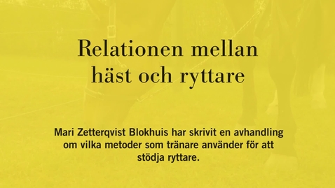 Thumbnail for &quot;Det kan leda till missförstånd mellan ryttare och häst&quot;