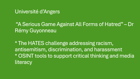 Thumbnail for A Serious Game Against All Forms of Hatred