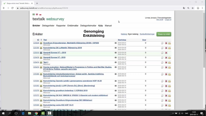 Miniatyr för kanal Instruktion Websurvey
