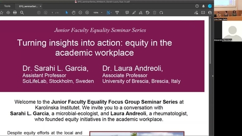 Thumbnail for Junior Faculty Equality Focus Group Seminar Series, Turning Insights Into Action: Equity in the Academic Workplace