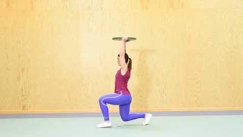 Thumbnail for Lunges with weight overhead, lunges with kettlebells, lunges with dumbbells