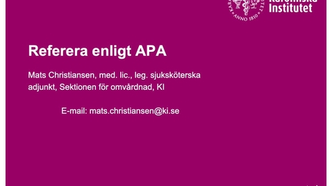 Thumbnail for Varför ska vi referera?