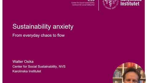 Thumbnail for Sustainability anxiety - lecture by Walter Osika