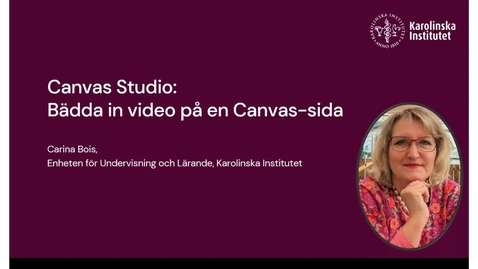 Thumbnail for Bädda in video från studio på sida i canvas