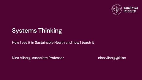 Thumbnail for Systems Thinking in Sustainable Health - Nina Viberg - Bites of Learning