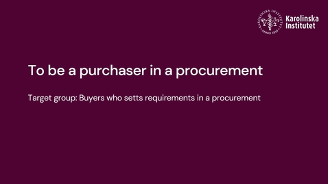 Thumbnail for To be a purchaser in a procurement