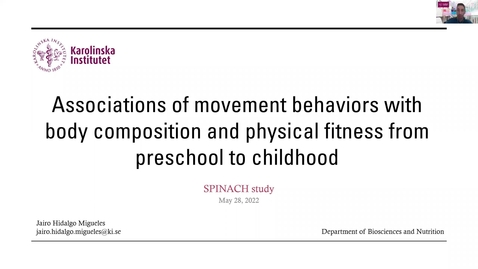 Thumbnail for Jairo H. Migueles - Associations of movement behaviours with body composition and physical fitness from preschool to childhood: a longitudinal study