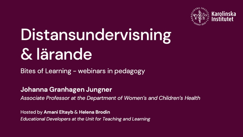 Thumbnail for Distansundervisning &amp; lärande - Bites of Learning med Johanna Granhagen Jungner