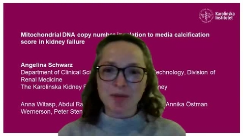 Thumbnail for Angelina Schwarz - Mitochondrial DNA copy number in relation to media calcification score in kidney failure