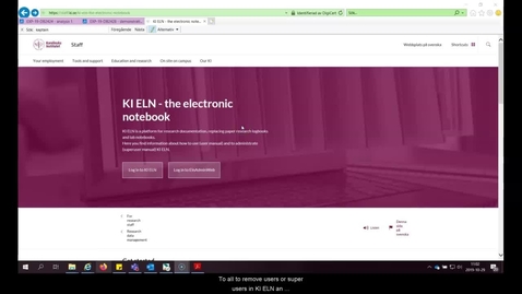 Thumbnail for Create account add or remove users KI ELN