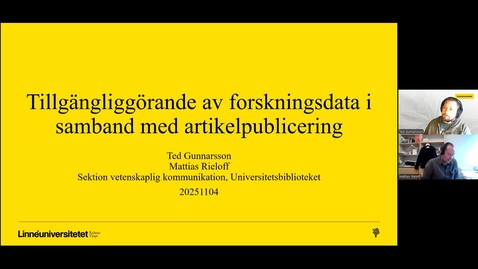 Thumbnail for Tillgängliggörande av forskningsdata i samband med artikelpublicering