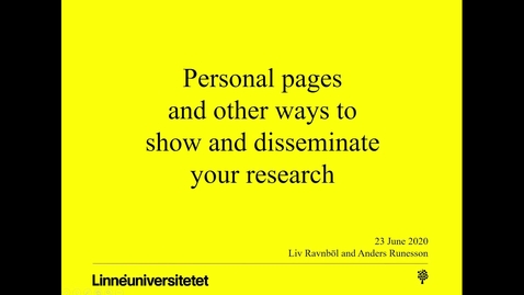 Thumbnail for Personal pages and other ways to show and disseminate your research