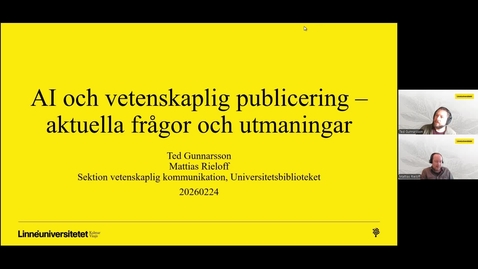 Thumbnail for AI och vetenskaplig publicering – aktuella frågor och utmaningar