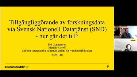 Thumbnail for Tillgängliggörande av forskningsdata via SND