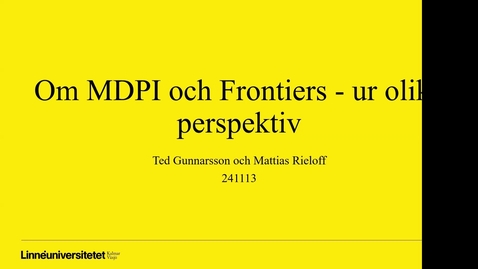 Thumbnail for Om MDPI och Frontiers - ur olika perspektiv