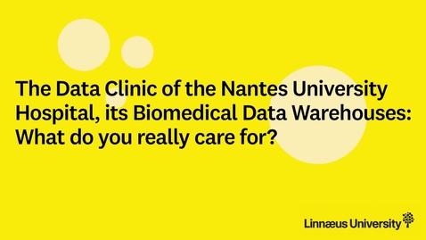Thumbnail for The Data Clinic of the Nantes University Hospital, its Biomedical Data Warehouses: What do you really care for?