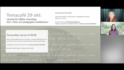 Thumbnail for Temacafe om Lärande för Hållbar Utveckling - del 1: SDG:s och pedagogiska implikationer