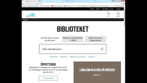 Thumbnail for Bibliotekets sök - vetenskapliga artiklar - 2017 Feb 13 12:14:27