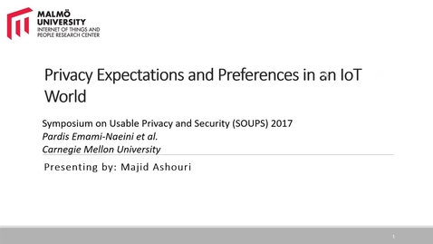 Thumbnail for Privacy Expectations and Preferences in an IoT World
