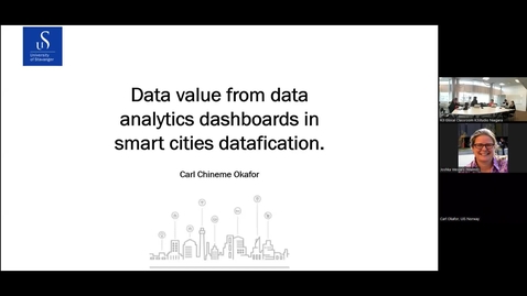 Thumbnail for Data value from data analytics dashboards in smart cities datafication by visiting PhD student Carl Chineme Okafor - 15 November 2023