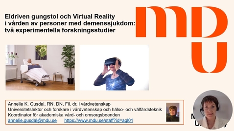 Thumbnail for OAV006_Utmaningar och möjligheter vid utvärdering av hälso- och välfärdsteknik inom demensvård Annelie Gusdal 2024
