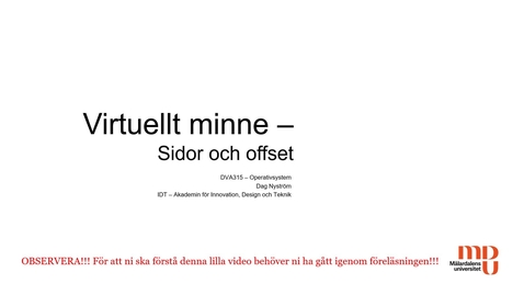 Thumbnail for Kort video om sidnummer och offset i virtuellt minne
