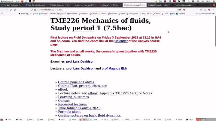 Miniatyr för kanal TME226 Mechanics of fluids