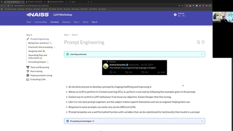 Thumbnail for NAISS LLM Workshop Nov 2025 part 3.1 Prompt Engineering