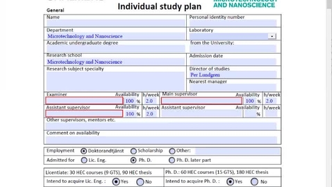 Thumbnail for Tutorial for the MC2 individual Ph D study plan template