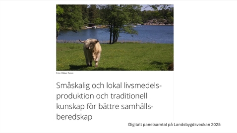 Thumbnail for Landsbygdsveckan 2025: Panelsamtal om småskalig livsmedelsproduktion och beredskap