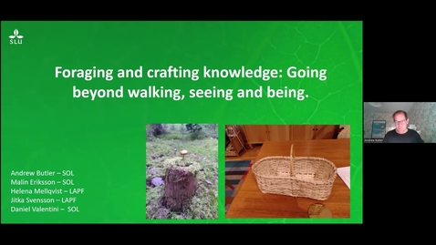 Thumbnail for Foraging and crafting Knowledge: Going beyond walking, seeing and being About: Webinar with CNV’s Nature Interpretation lab (NiLab), part of Mistra-EC research project. 