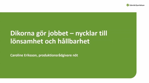 Thumbnail for Dikorna gör jobbet – nycklar till lönsamhet och hållbarhet; Caroline Erikson, Gård- och Djurhälsan