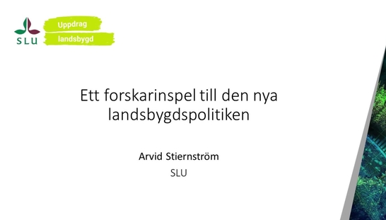 Ett forskarinspel till den nya landsbygdspolitiken - Arvid Stiernström