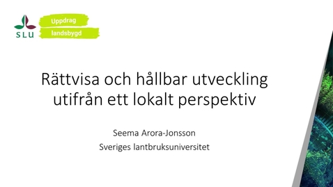 Thumbnail for Rättvisa och hållbar utveckling utifrån ett lokalt perspektiv