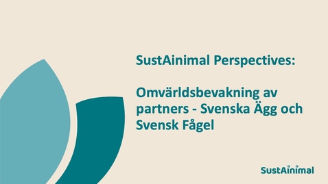 Thumbnail for SustAinimal Perspectives - omvärldsbevakning av partners - Svenska Ägg och Svensk Fågel